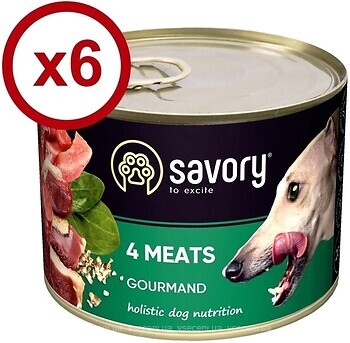 Фото Savory Dog Gourmand 4 meats 6x200 г (30389)