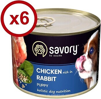 Фото Savory Puppy Chicken Rabbit 6x200 г (30570)