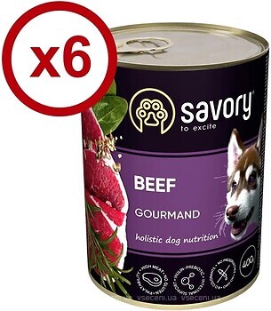 Фото Savory Dog Gourmand Beef 6x400 г (30433)