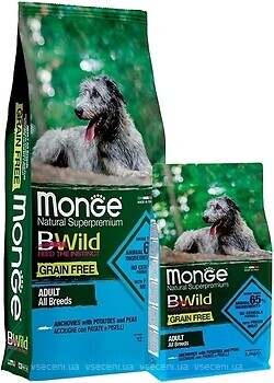 Фото Monge Dog Bwild Grain Free Adult All Breeds Anchovies 15 кг
