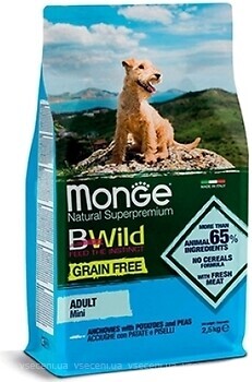 Фото Monge Dog Bwild Grain Free Adult Mini Anchovies 15 кг