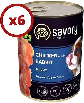 Фото Savory Puppy Chicken Rabbit 6x400 г
