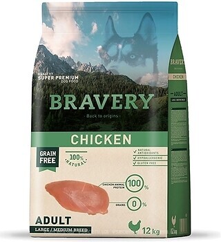 Фото Bravery Chicken Adult Large/Medium з куркою 4 кг
