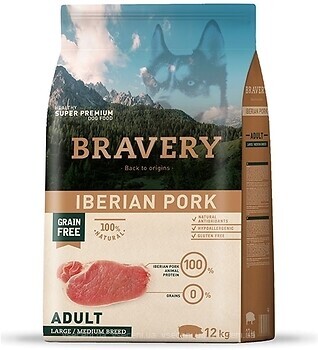 Фото Bravery Iberian Pork Large/Medium Adult с иберийской свининой 4 кг