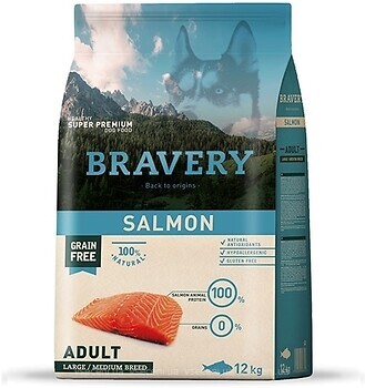 Фото Bravery Salmon Large/Medium Adult с лососем 12 кг