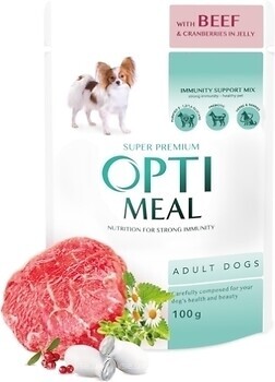 Фото Optimeal Super Premium Adult Beef & Cranberries in Jelly 12x100 г