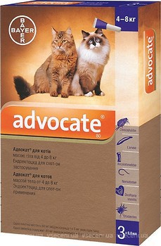 Фото Bayer Краплі Advocate для котів і тхорів 4-8 кг 3 шт.