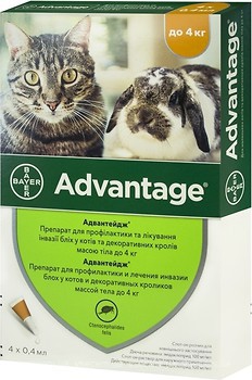 Фото Bayer Краплі Advantage 40 для котів до 4 кг 4 шт.