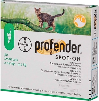 Фото Bayer Краплі Profender Spot-On для котів 0.5-2.5 кг 1 шт.