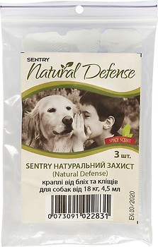 Фото Sentry Краплі Natural Defense для собак від 18 кг 1 шт.