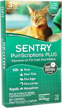 Фото Sentry Капли PurrScriptions Plus для кошек до 2.2 кг 1 шт.