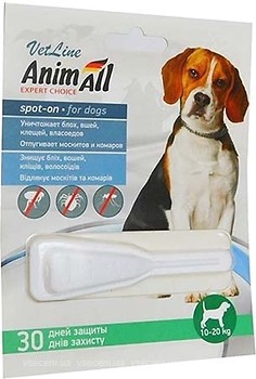 Фото AnimAll Краплі Vetline Spot-On для собак 10-20 кг 1 шт. (60883)