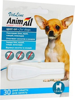Фото AnimAll Краплі Vetline Spot-On для собак 1.5-4 кг 1 шт. (60881)