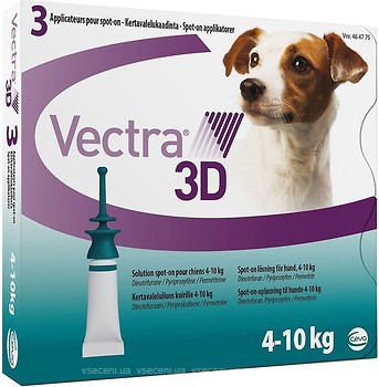 Фото Ceva Краплі Vectra 3D для собак 4-10 кг 3 шт.