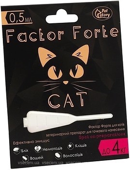 Фото Pet Story Капли Factor Forte для котов до 4 кг 1 шт.