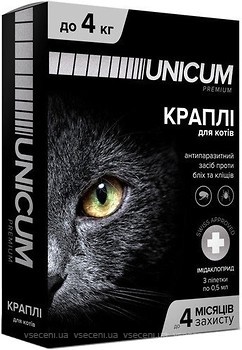 Фото UNICUM Краплі Premium для котів до 4 кг 3 шт. (UN-004)