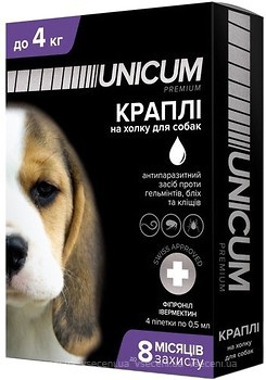 Фото UNICUM Краплі Premium для собак до 4 кг 4 шт. (UN-031)