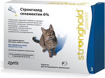 Фото Zoetis Краплі Стронгхолд 6% для котів 2.6-7.5 кг 3 шт.