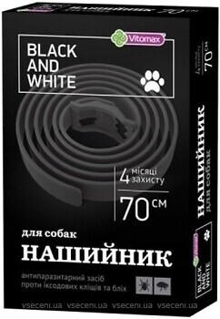 Фото Vitomax Нашийник Black & White собак чорний 70 см