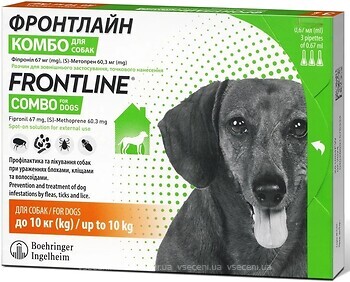 Фото Frontline Краплі Boehringer Ingelheim Combo для собак 2-10 кг 1 шт.