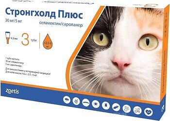 Фото Zoetis Краплі Стронгхолд Плюс для котів 2.5-5 кг 3 шт