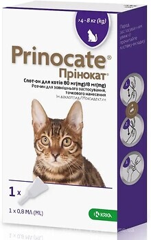 Фото KRKA Капли Prinocat (Принокет) для котов 4-8 кг 3 шт