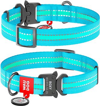 Фото Collar Классический Waudog Nylon 35-58 см / 25 мм голубой (52202)