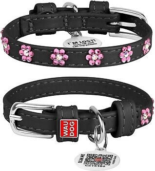 Фото Collar Классический Waudog Glamour 22-30 см / 9 мм черный (32551)