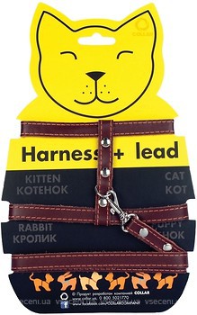 Фото Collar Шлея с поводком 23-31 см / 31-41 см / 12 мм коричневый (05466)