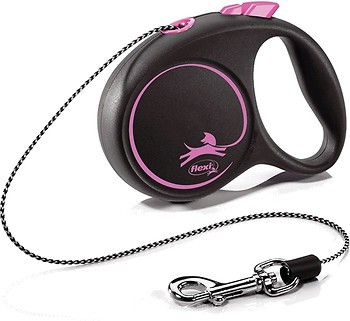 Фото Flexi Повідок-рулетка тросова Black Design XS 3 м / 8 кг pink
