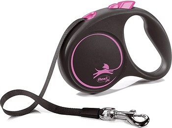 Фото Flexi Поводок-рулетка ленточная Black Design S 5 м / 15 кг pink