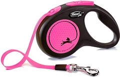 Фото Flexi Повідок-рулетка стрічкова New Neon S 5 м / 15 кг pink