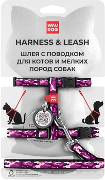 Фото Collar Шлея з повідцем Waudog Nylon 20-30 см / 25-40 см / 10 мм рожевий (5492)