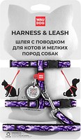 Фото Collar Шлея з повідцем Waudog Nylon 20-30 см / 25-40 см / 10 мм фіолетовий (5493)