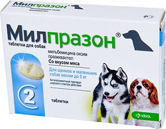 Фото KRKA Таблетки Милпразон (Milprazon) для собак до 5 кг, 2 шт
