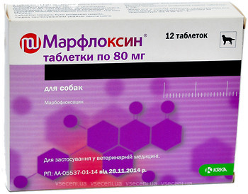 Фото KRKA Таблетки Марфлоксін (Marfloksin) 80 мг, 12 шт