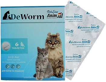 Фото AnimAll Таблетки Vetline DeWorm для кішок і кошенят 6 шт