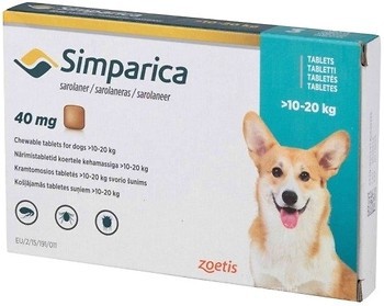 Фото Zoetis Таблетки Сімпаріка (Simparica) 40 мг, 10-20-кг 1 шт