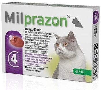 Фото KRKA Таблетки Мілпразон (Milprazon) для кішок більше 2 кг, 4 шт