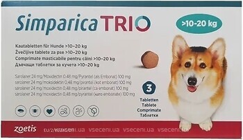 Фото Zoetis Пігулки Сімпаріка Тріо (Simparica Trio) 24 мг, 10-20 кг 1 шт