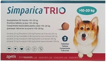 Фото Zoetis Пігулки Сімпаріка Тріо (Simparica Trio) 24 мг, 10-20 кг 3 шт