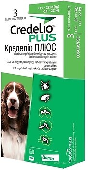 Фото Elanco Пігулки Кределіо Плюс (Credelio Plus) 11-22 кг 3 шт