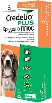 Фото Elanco Пігулки Кределіо Плюс (Credelio Plus) 5.5-11 кг 3 шт