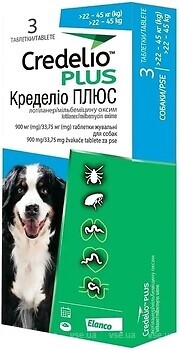 Фото Elanco Пігулки Кределіо Плюс (Credelio Plus) 22-45 кг 3 шт
