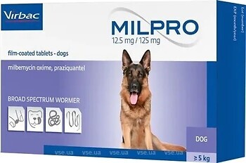 Фото Virbac Пігулки Мільпро (Milpro) 5-25 кг, 1 шт