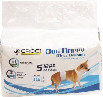 Фото Croci Пояс гігієнічний Dog Nappy Male Version S 30-40 см 12 шт. (C6028711)