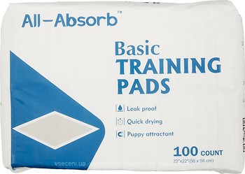 Фото All Absorb Пелюшки Basic Training Pads 56x56 см 100 шт. (125314)