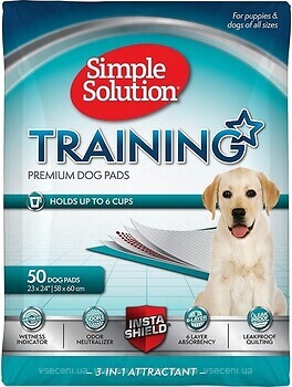 Фото Simple Solution Пелюшки Training Premium Dog Pads 58x60 см 50 шт. (SS13401)