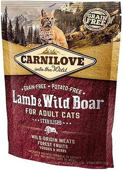 Фото Carnilove Lamb&Wild Boar For Sterilised Cats 400 г