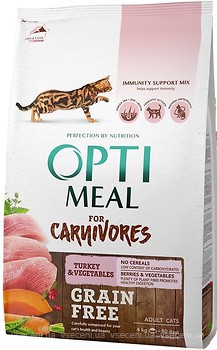 Фото Optimeal Cat Adult Grain Free Turkey & Vegetables 4 кг